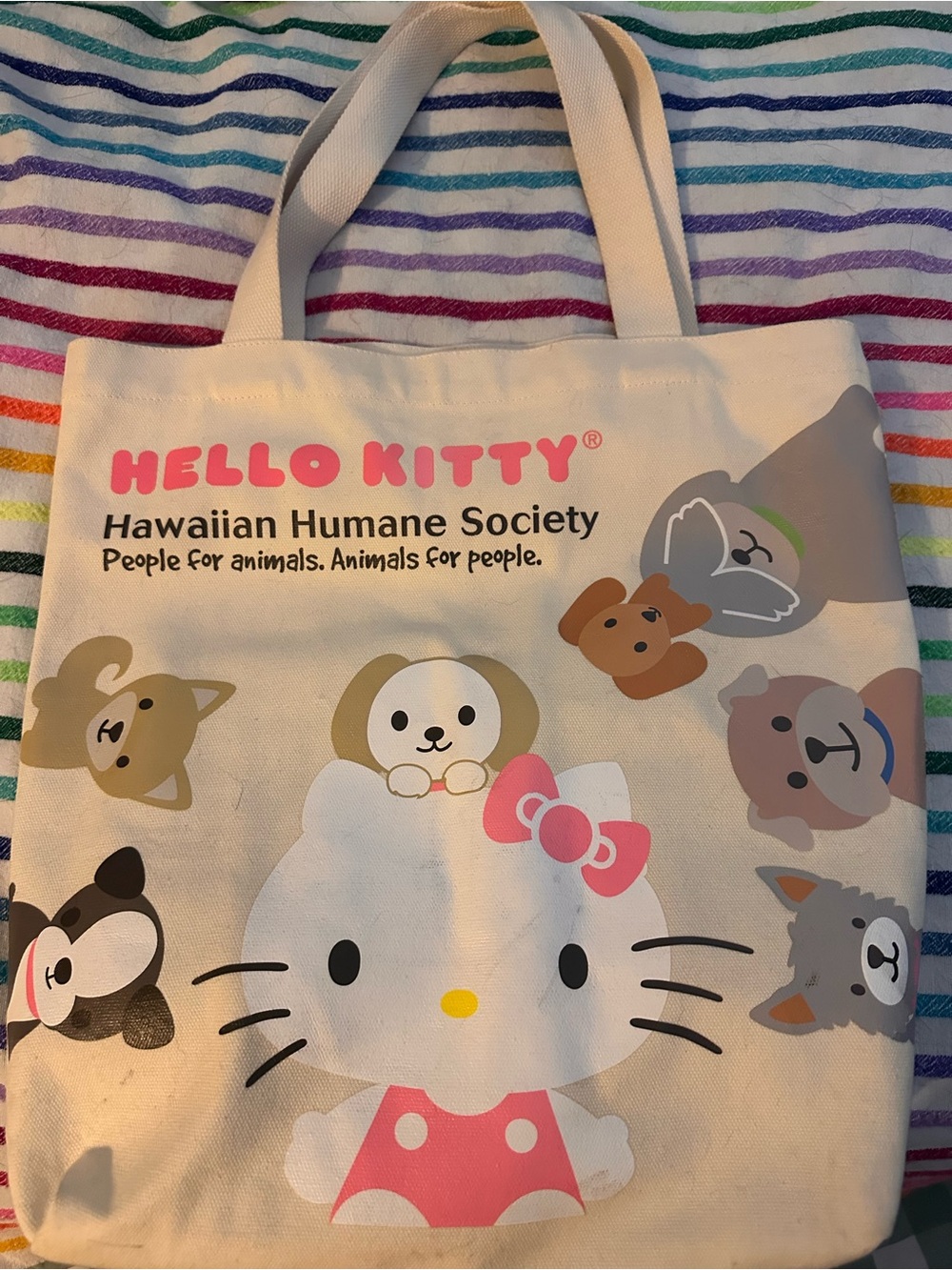Hello Kitty x Hawaiian humane society Tote with cute dogs and cats